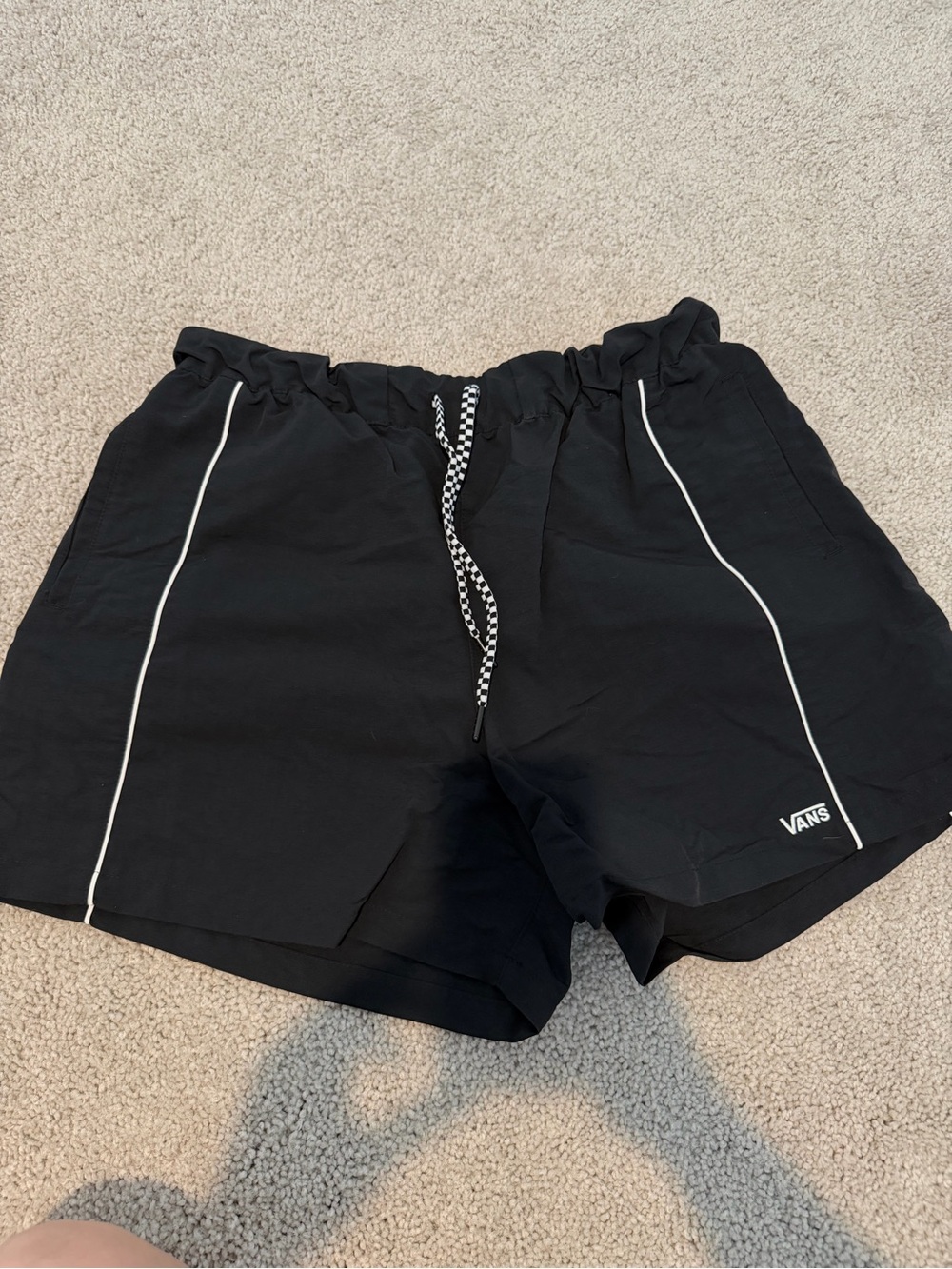 Vans Black Shorts with Checkerboard Drawcord
